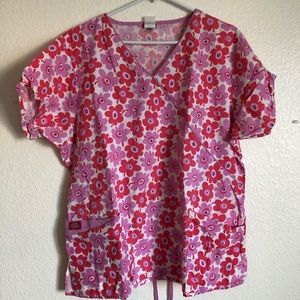 Scrub top- floral pattern